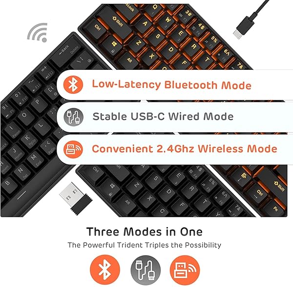 RK ROYAL KLUDGE RK ROYAL KLUDGE RK61 Wireless 60% Mechanical Keyboard - Hot-Swappable Red Switch, Bluetooth, Compact Gaming Design - View 4 of 10