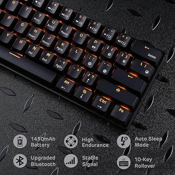 RK ROYAL KLUDGE RK ROYAL KLUDGE RK61 Wireless 60% Mechanical Keyboard - Hot-Swappable Red Switch, Bluetooth, Compact Gaming Design - View 7 of 10