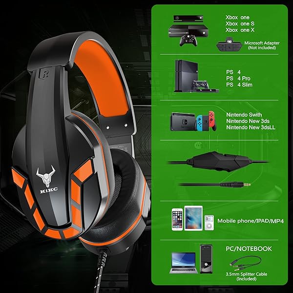 Kikc Buy Kikc PS4 Gaming Headset with Mic - Compatible with Xbox One, PS5, PC & Mobile | Comfortable Volume Control for Kids - View 5 of 8
