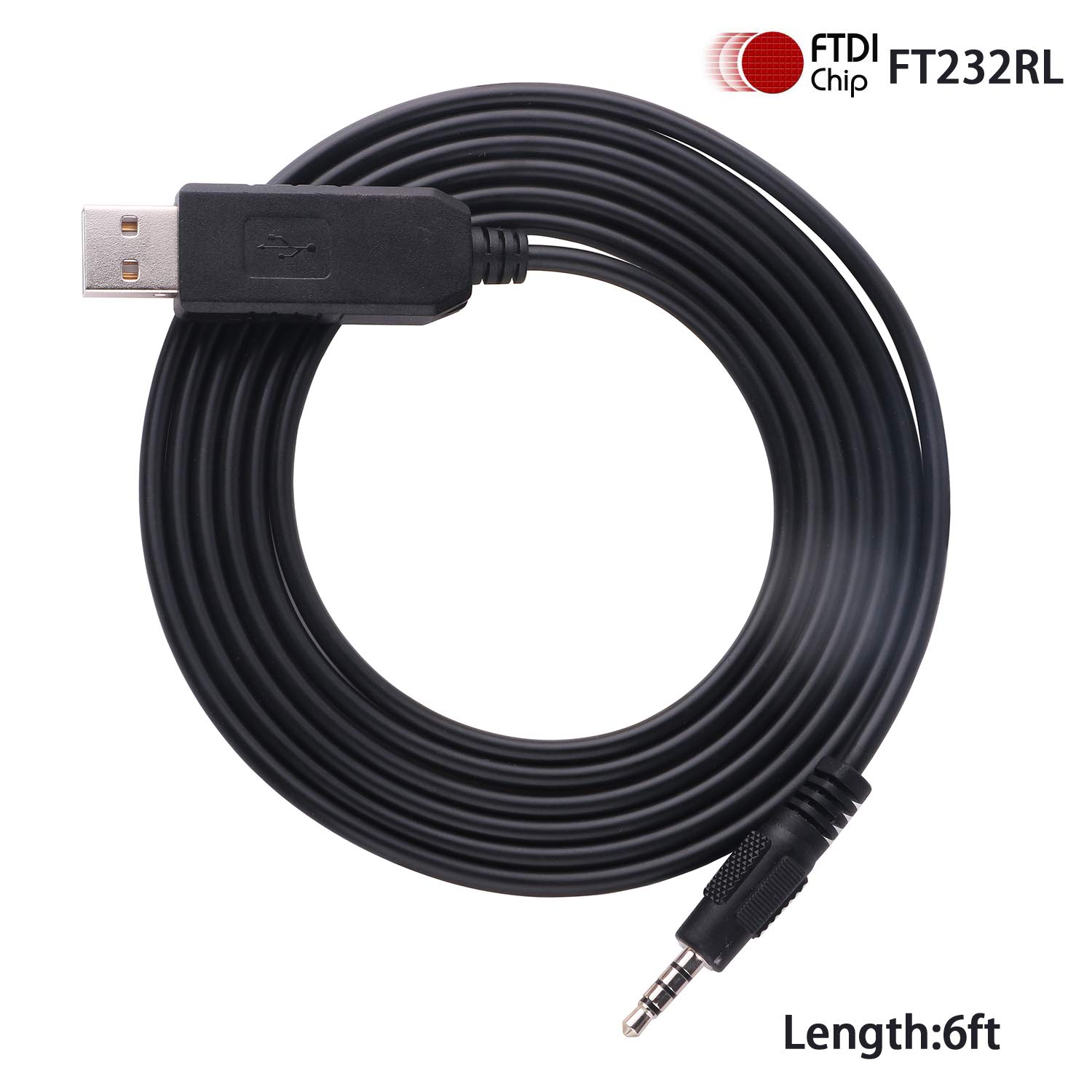 6FT USB UART TTL 3V3 to 4P 3.5mm AJ Audio Jack TRRS for Yaesu FT VX FTH CT-42 USB 3.5mm AJ Adapter Cable - View 2 of 4