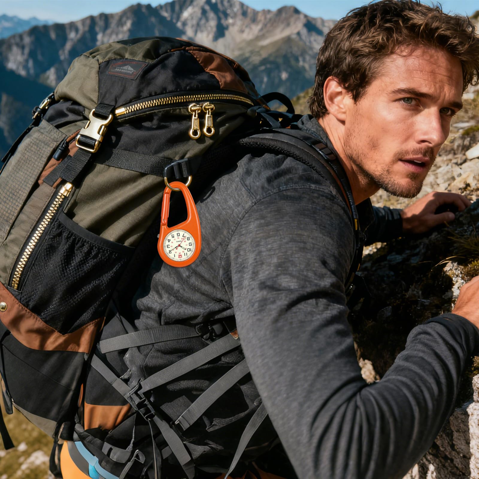 JewelryWe Clip-on Quartz Luminous Backpack Watch for Men and Women Ideal for Outdoor Climbing and Adventure Activities - View 2 of 8