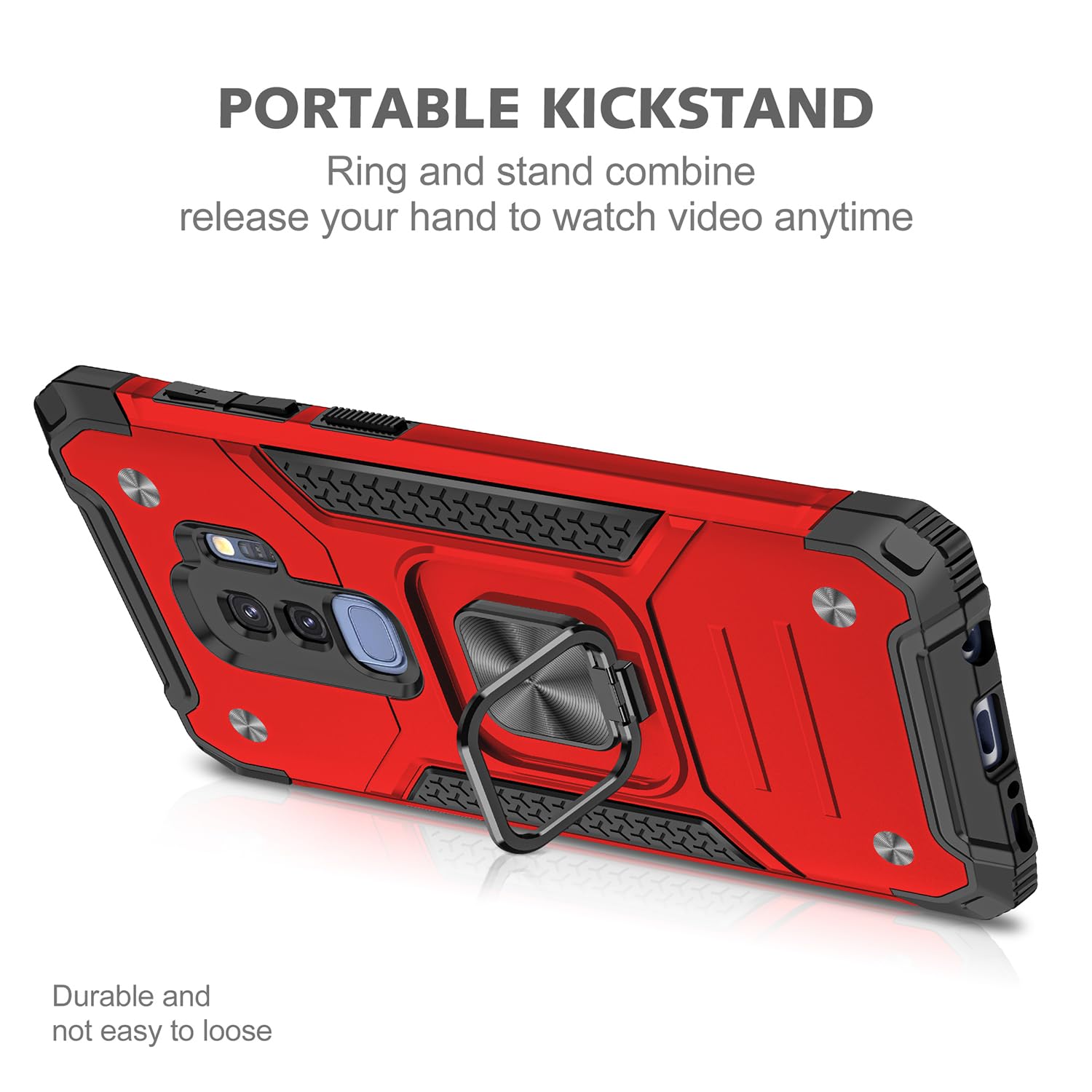 Fucozan Military Grade Shockproof Case for Samsung Galaxy S9 Plus with Kickstand and Magnetic Car Mount Heavy Duty Protection Red - View 3 of 8