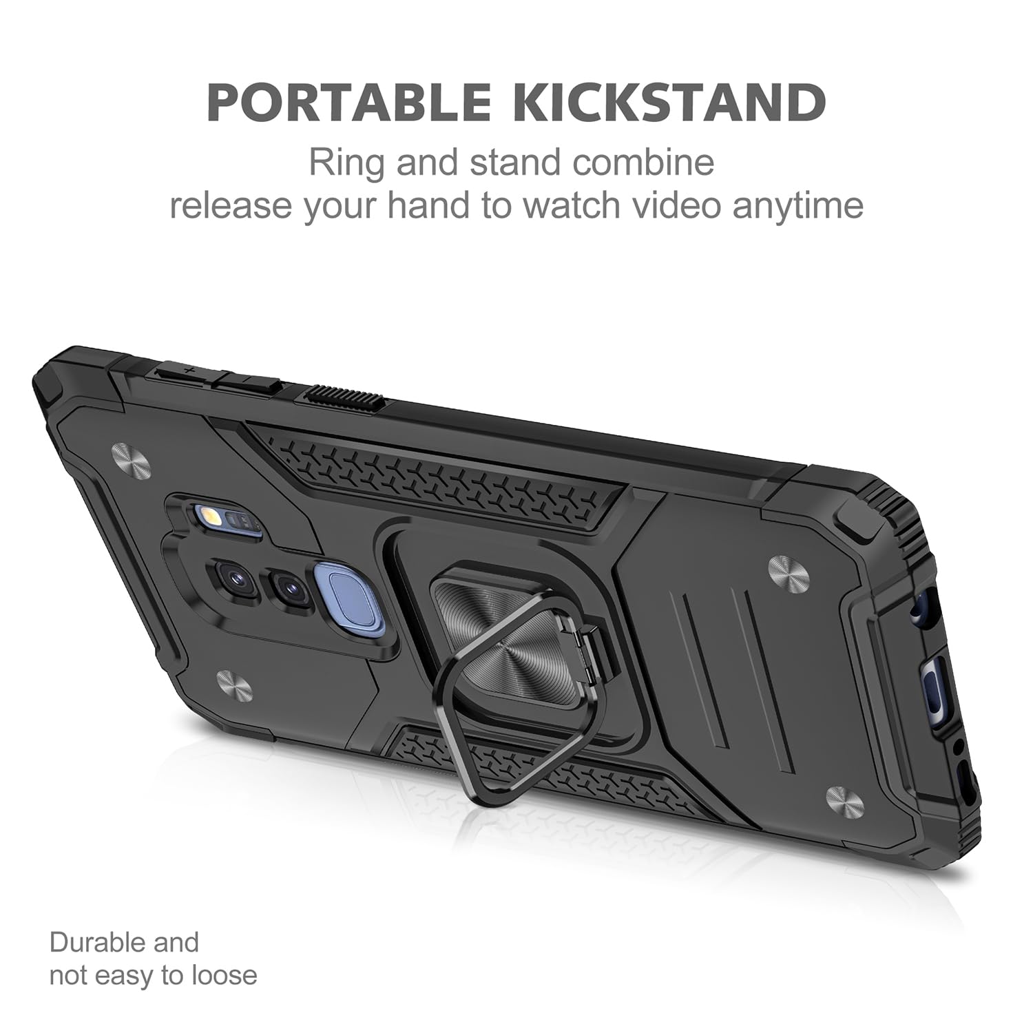 Samsung Galaxy S9 Plus Case Military Grade Shockproof with Kickstand and Magnetic Car Mount Heavy Duty Protective Black Armor Case - View 3 of 8