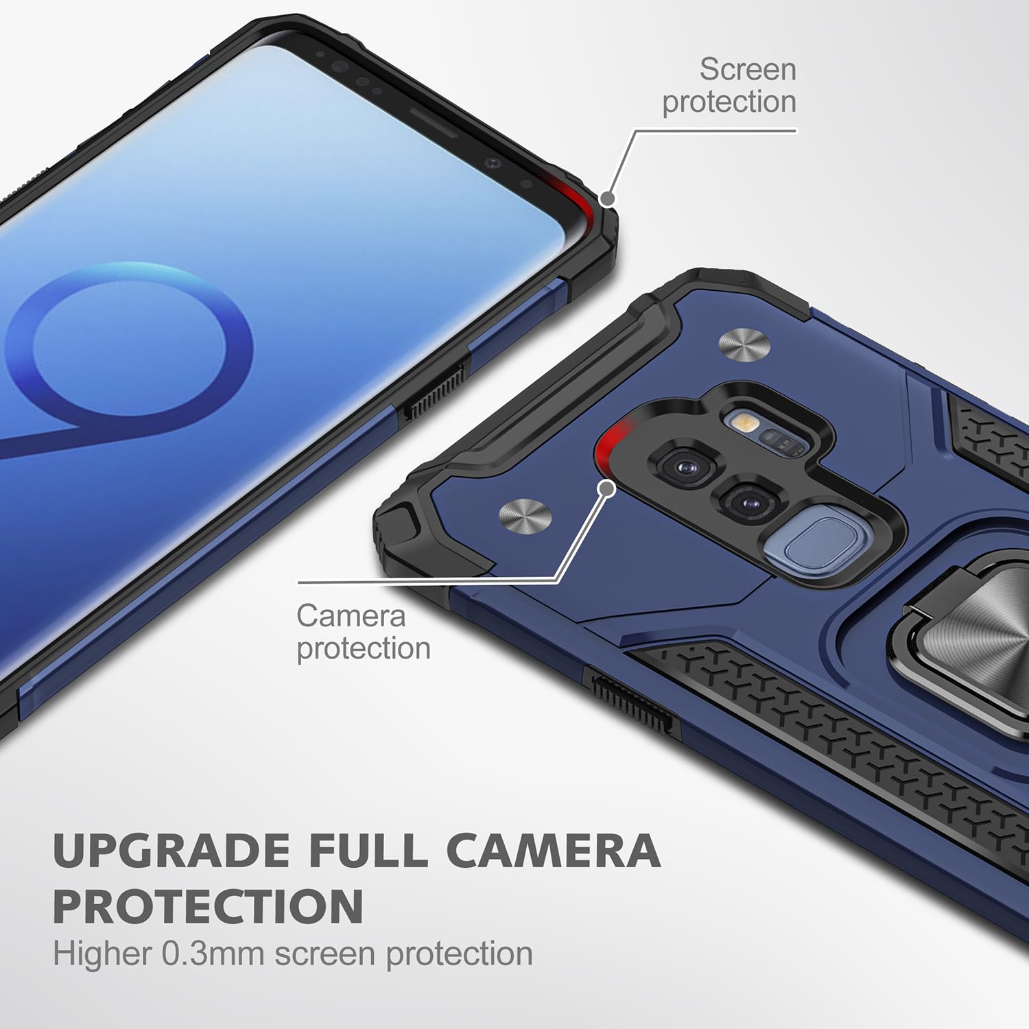 Fucozan Military Grade Shockproof Case for Samsung Galaxy S9 Plus with Kickstand and Magnetic Car Mount Heavy Duty Protection Blue - View 6 of 8