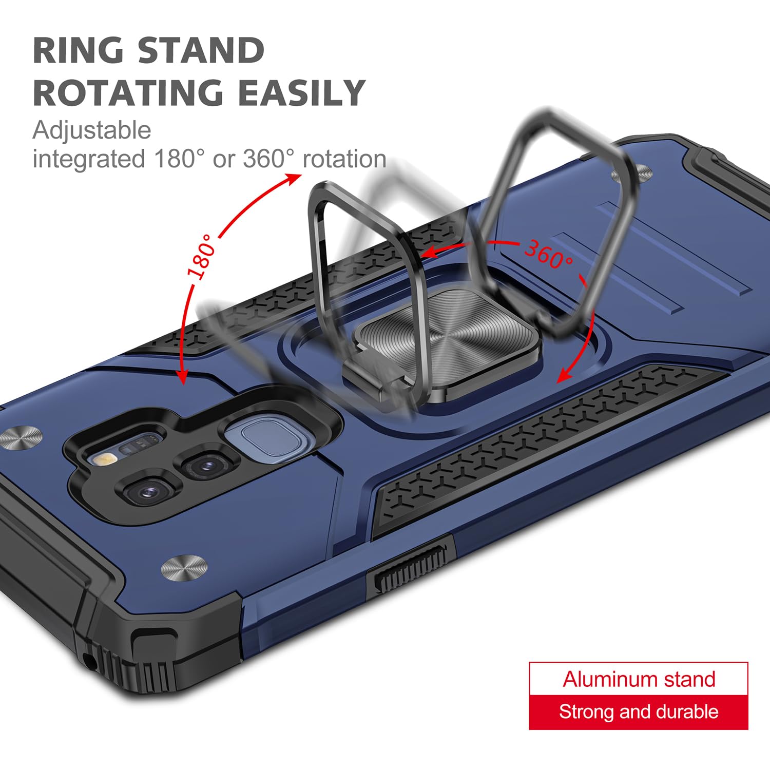 Fucozan Military Grade Shockproof Case for Samsung Galaxy S9 Plus with Kickstand and Magnetic Car Mount Heavy Duty Protection Blue - View 7 of 8