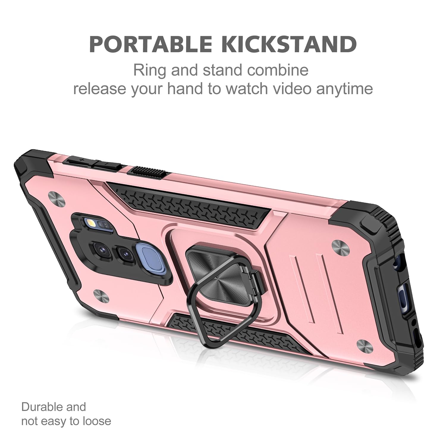 Fucozan Military Grade Shockproof Case for Samsung Galaxy S9 Plus with Kickstand and Magnetic Car Mount Heavy Duty Protection Rose Gold - View 3 of 8