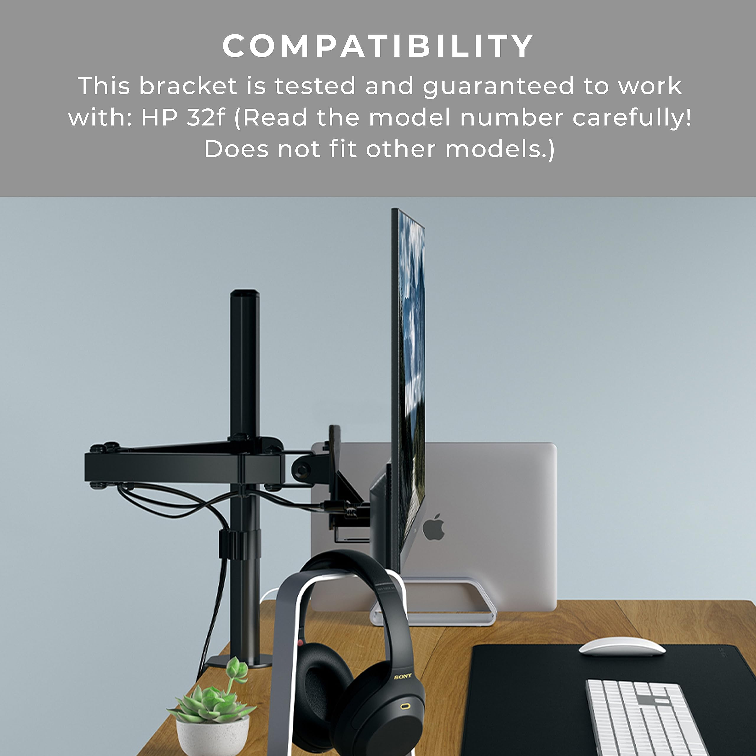 HumanCentric VESA Mount Adapter for HP 32f Monitor Bracket Compatible with 75x75 and 100x100 VESA Stand and Arm Mount - View 2 of 6