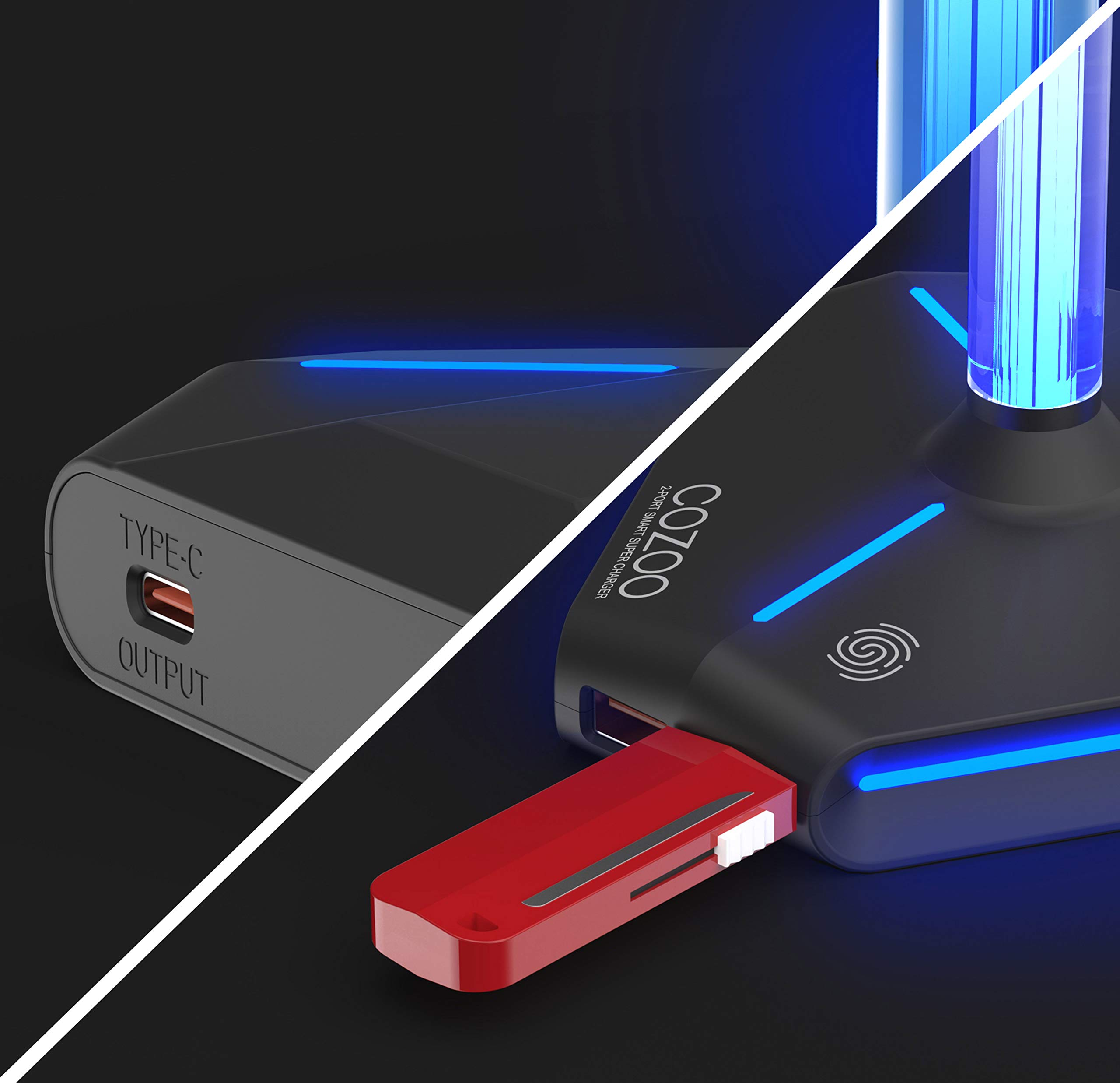 COZOO RGB Headphone Stand with USB Charging Ports for Gamers Desktop Accessories and Earphone Holder Gifts for Boyfriend - View 6 of 8