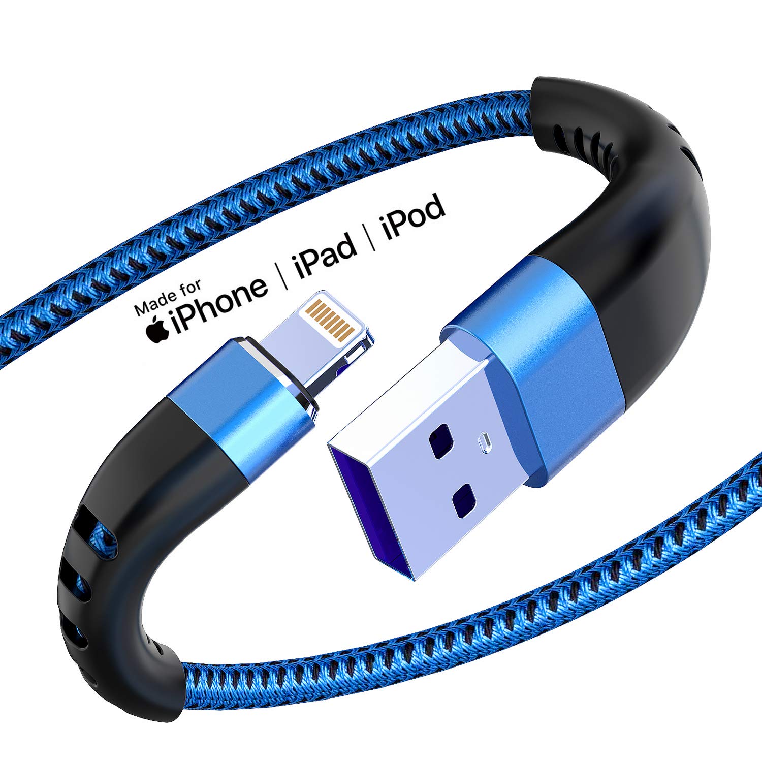 Essri 2Pack 6FT iPhone Charger Cord Nylon Braided USB Charging Cable Compatible with iPhone 14 13 12 11 X XS XR 15 Pad Blue