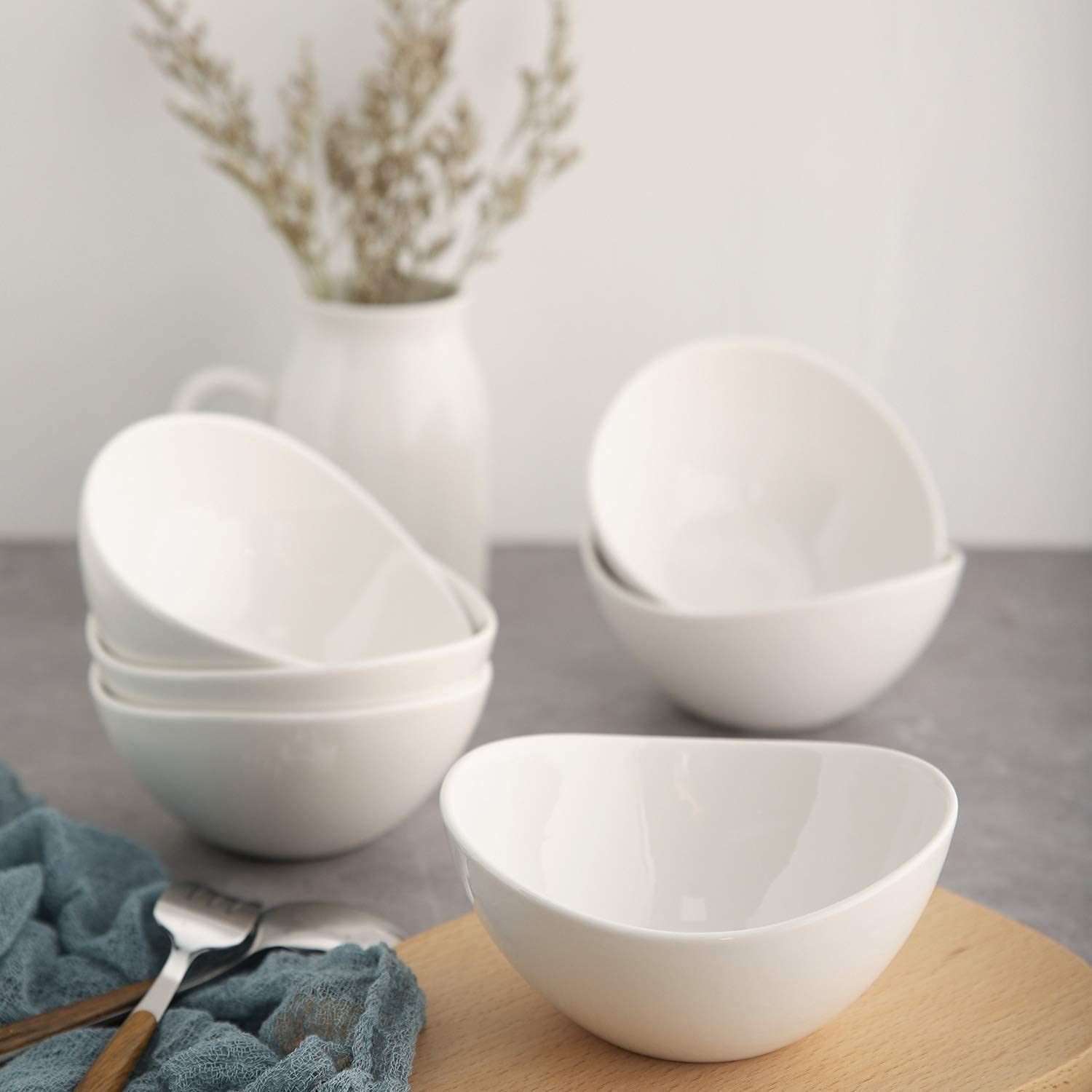 Samsle Porcelain Small Serving Bowls Set of 6 10 Ounce Dishwasher Safe Durable Ceramic White Bowls for Ice Cream Snacks and Appetizers - View 4 of 7