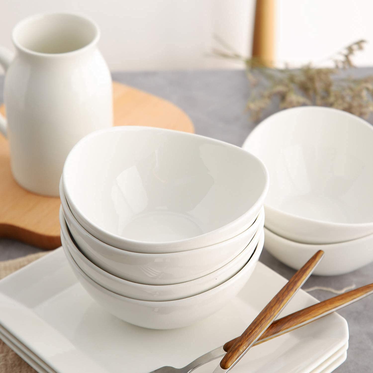 Samsle Porcelain Small Serving Bowls Set of 6 10 Ounce Dishwasher Safe Durable Ceramic White Bowls for Ice Cream Snacks and Appetizers - View 7 of 7