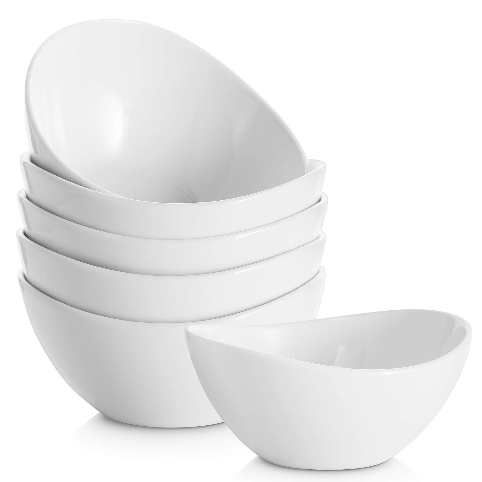Samsle Porcelain Small Serving Bowls Set of 6 10 Ounce Dishwasher Safe Durable Ceramic White Bowls for Ice Cream Snacks and Appetizers