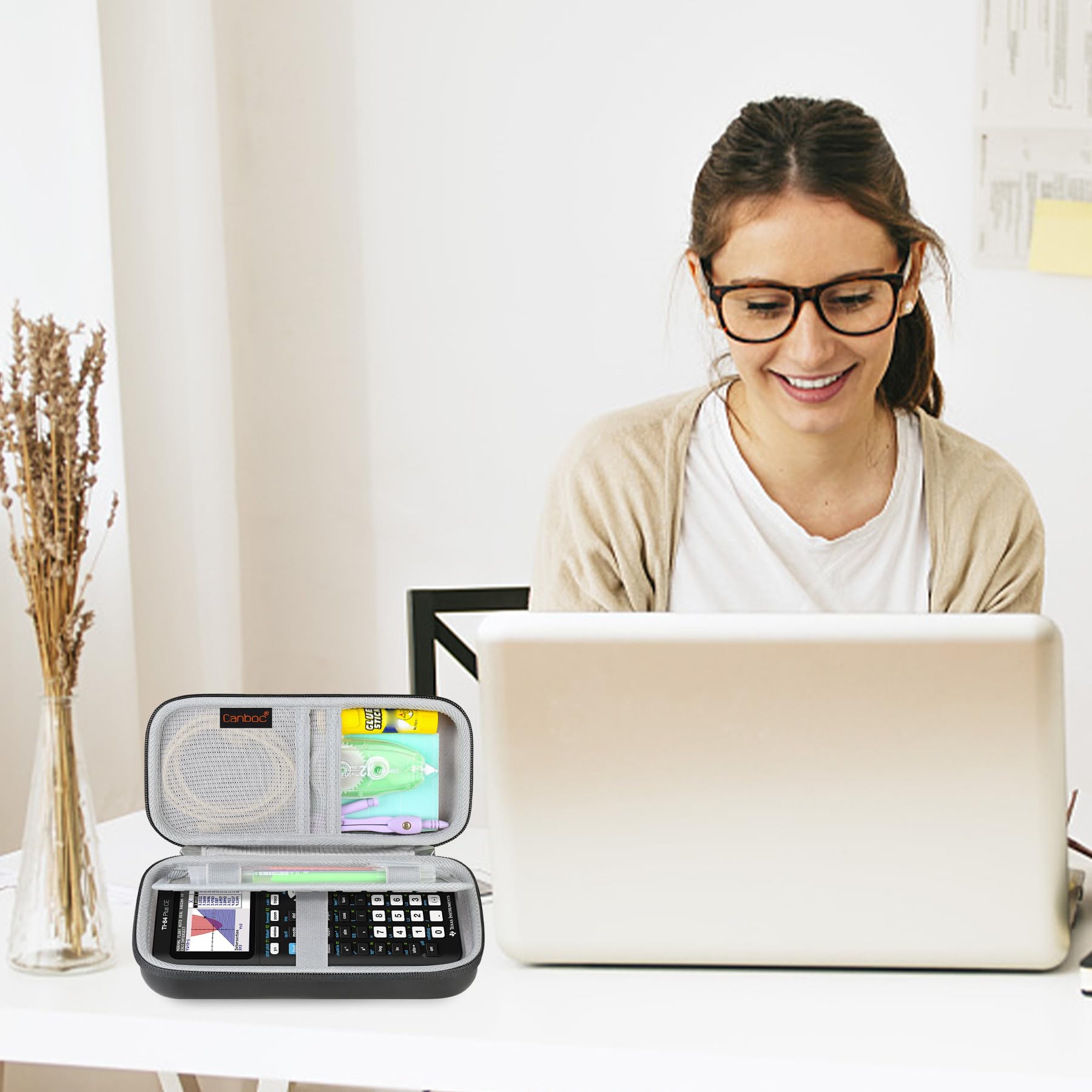 Canboc Carrying Case for Texas Instruments Ti-84 Plus CE TI-84 Plus TI-83 Plus Graphing Calculator Black Mesh Bag for Cables and Manual - View 8 of 8