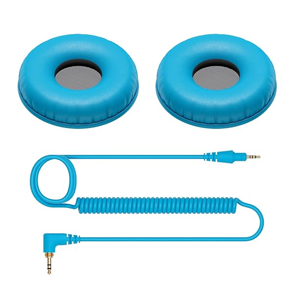 Pioneer DJ Buy Pioneer DJ HC-CP08-L CUE1 Series Ear Pad & Cord (Blue) - Premium Comfort & Sound Quality