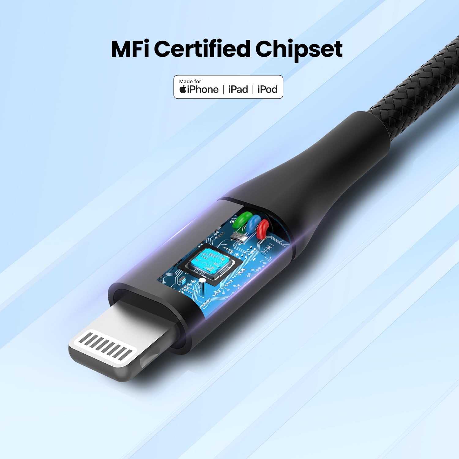 Amaitree Amaitree USB C to Lightning Cable 4Ft Apple MFi Certified 2-Pack Fast Charging Braided Cable for iPhone 14 13 12 11 XS XR 8 Series Black - View 4 of 9