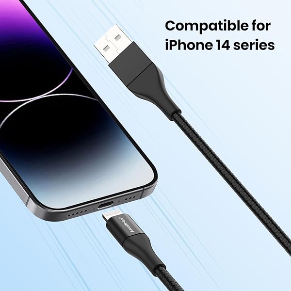 Amaitree Amaitree 2 Pack 4Ft Premium Nylon Lightning Cable for iPhone Fast Charging MFi Certified Compatible with iPhone 11 X XR 8 7 6s 6 Plus 5 5s iPad Black - View 3 of 8