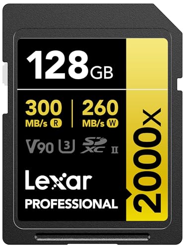 Lexar 128GB Professional 2000x SDXC Card - UHS-II, 300MB/s for DSLR & 8K Video | Fast, Reliable Storage