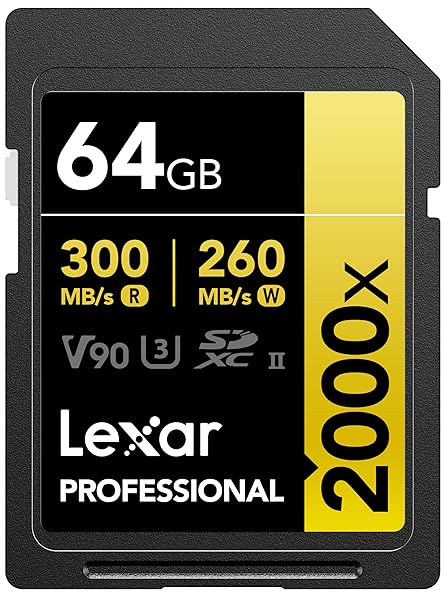 Lexar Lexar 64GB Professional 2000x SDXC Card: UHS-II, 300MB/s for DSLR & 8K Video - View 2 of 9