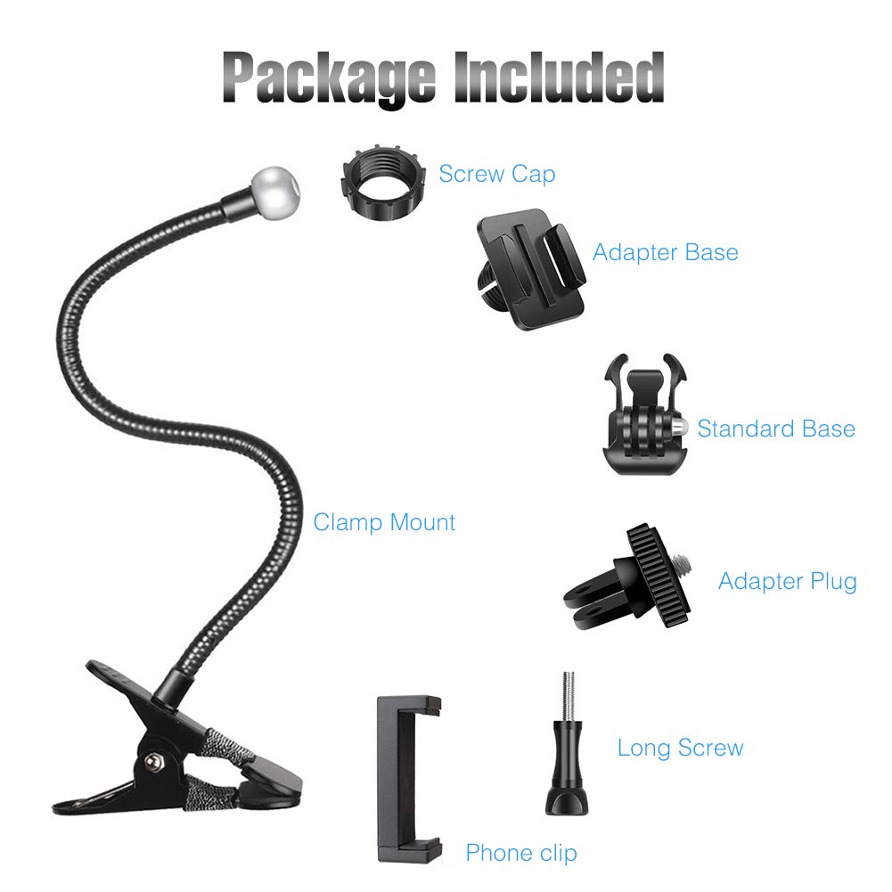 aienvh Flexible 27 Inch Gooseneck Webcam Stand Mount for Phone and GoPro with Desk Clamp Holder for C920 C922 C930 Brio 4K and More - View 6 of 7