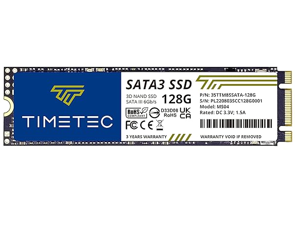 Timetec Timetec 128GB SSD M.2 2280 - 3D NAND SATA III, 550MB/s Read Speed, Ideal for PC & Laptop Upgrade