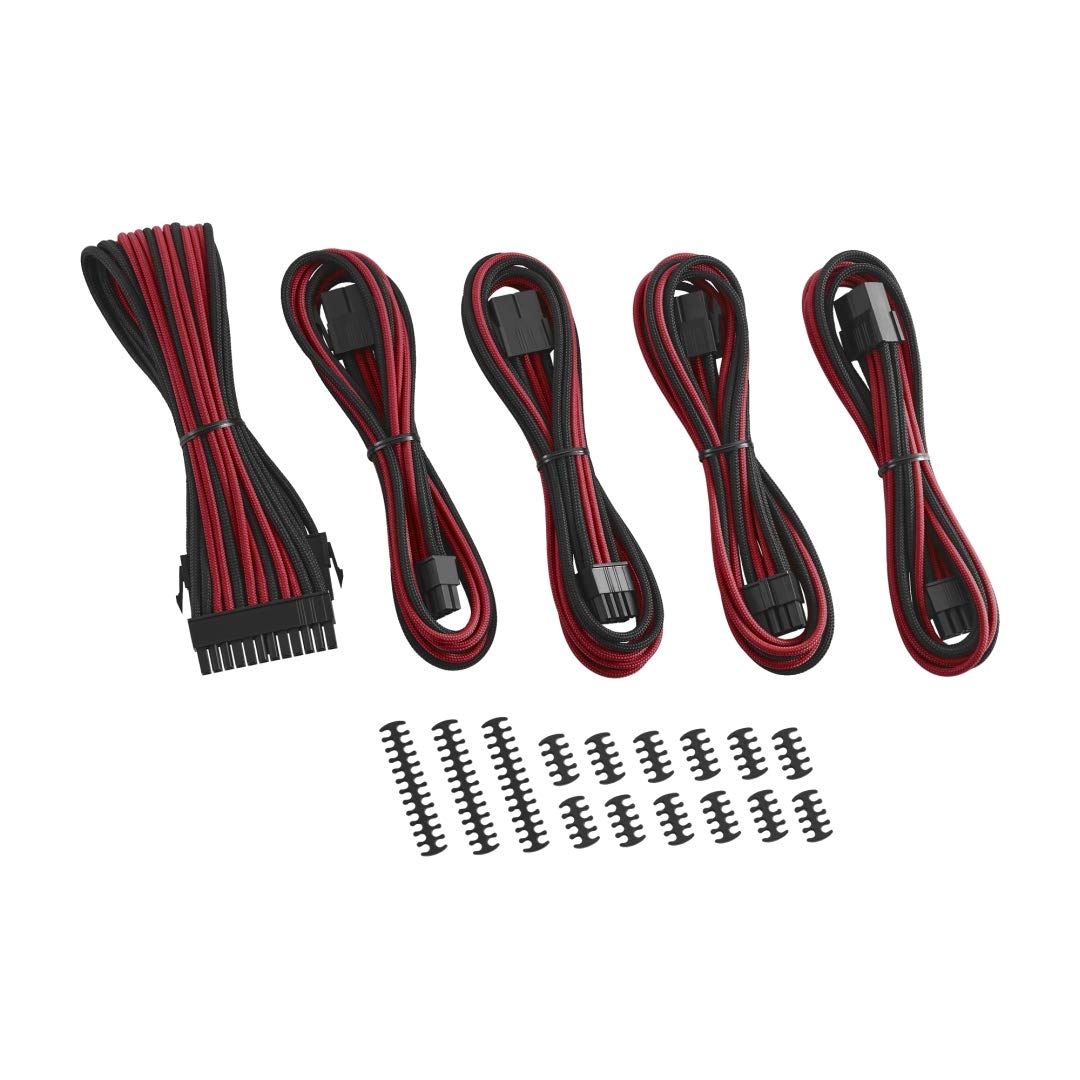 CableMod CableMod 8+8 Series Classic ModFlex Sleeved Cable Extension Kit Black Red for Enhanced PC Aesthetics and Performance