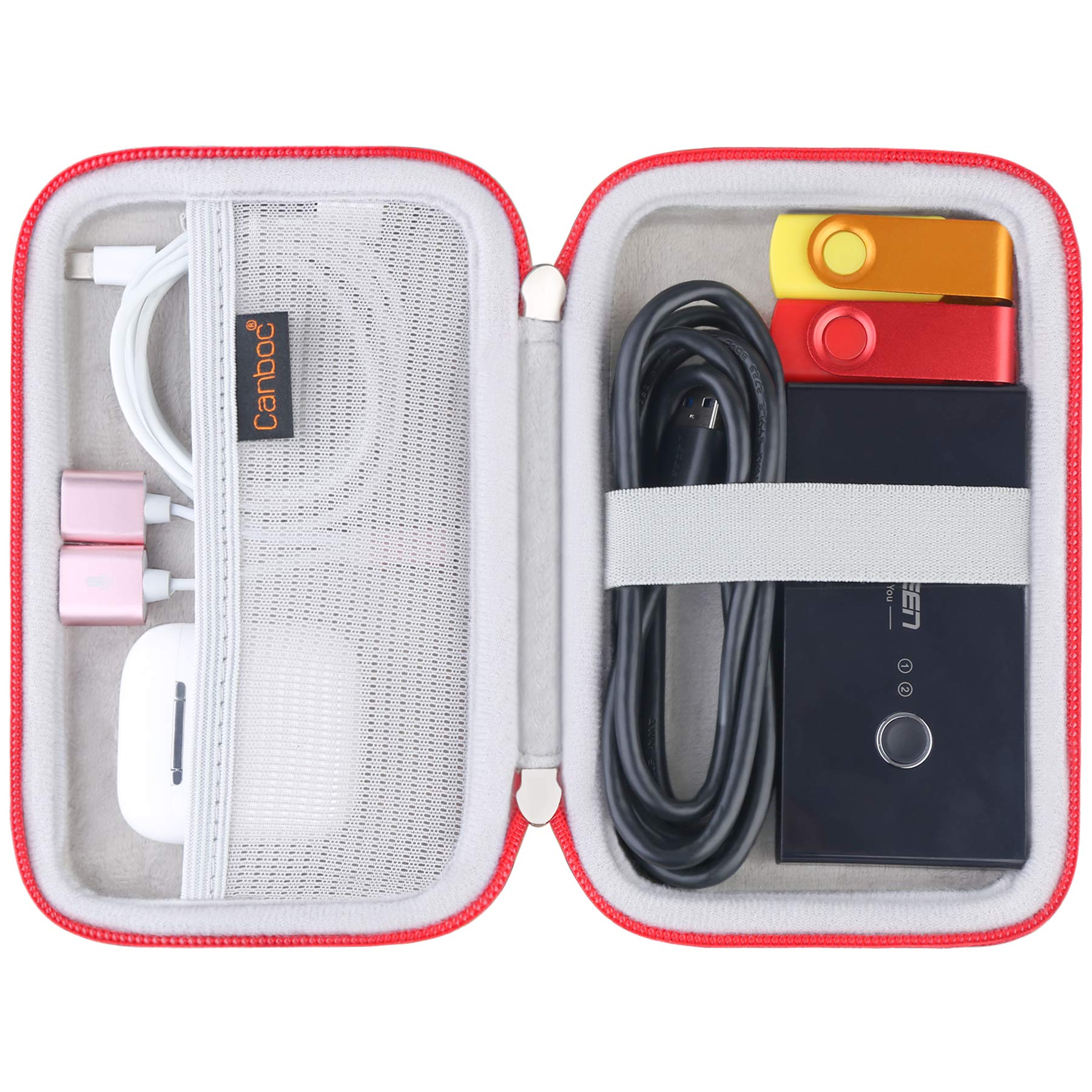 Canboc Canboc Hard Shockproof Carrying Case for MacBook Air Pro Charger MagSafe iPhone 14 Pro USB C Hub Red - View 2 of 7