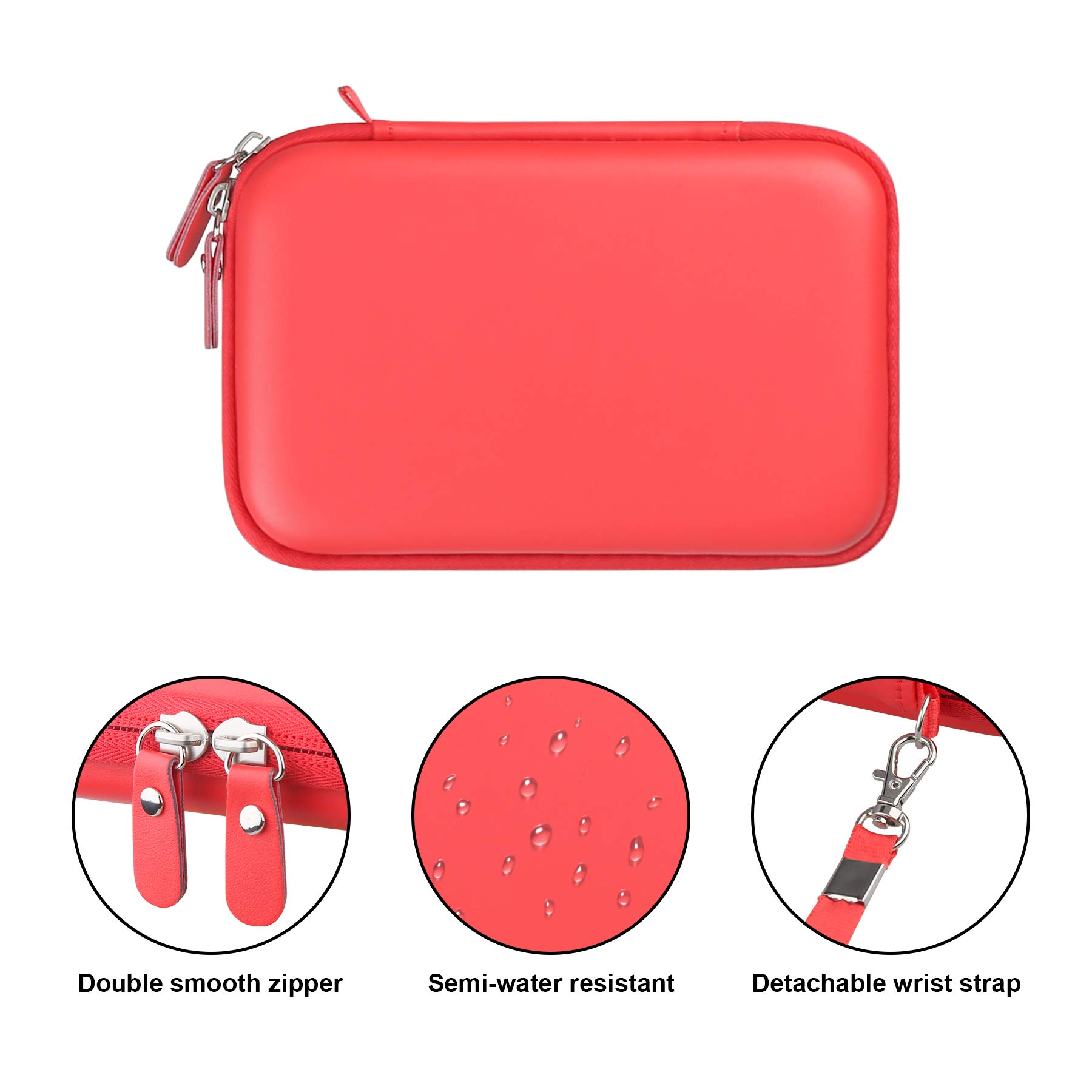 Canboc Canboc Hard Shockproof Carrying Case for MacBook Air Pro Charger MagSafe iPhone 14 Pro USB C Hub Red - View 3 of 7