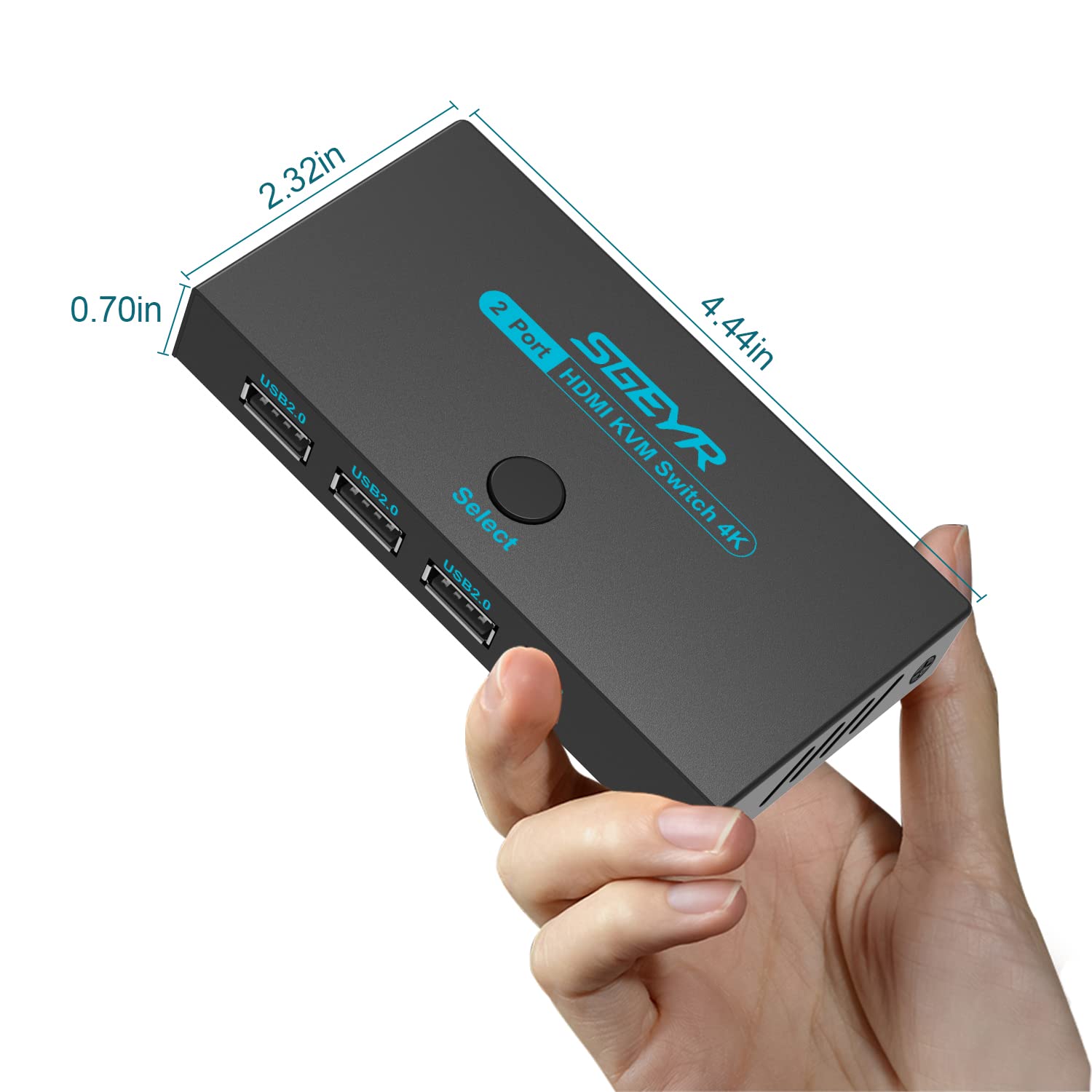 SGEYR 2x1 HDMI KVM Switch 4K USB for 2 PCs 1 Monitor Keyboard Mouse Share Support 4Kx2K 30Hz 3D 1080P Includes HDMI and USB Cables - View 2 of 7