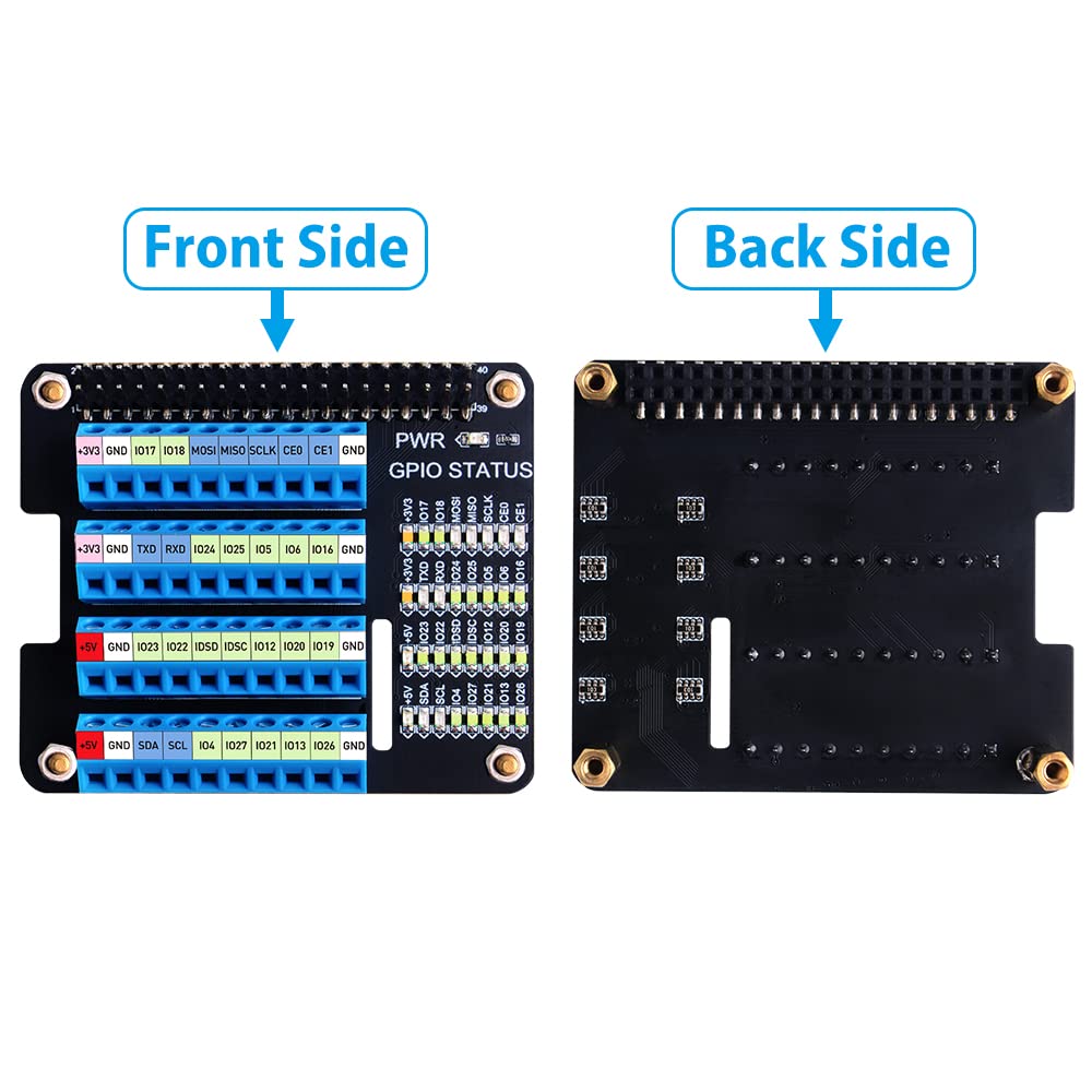 GeeekPi GeeekPi GPIO Screw Terminal Block HAT for Raspberry Pi 4B/3B+/2B - GPIO Expansion Board with Status LED - View 4 of 7