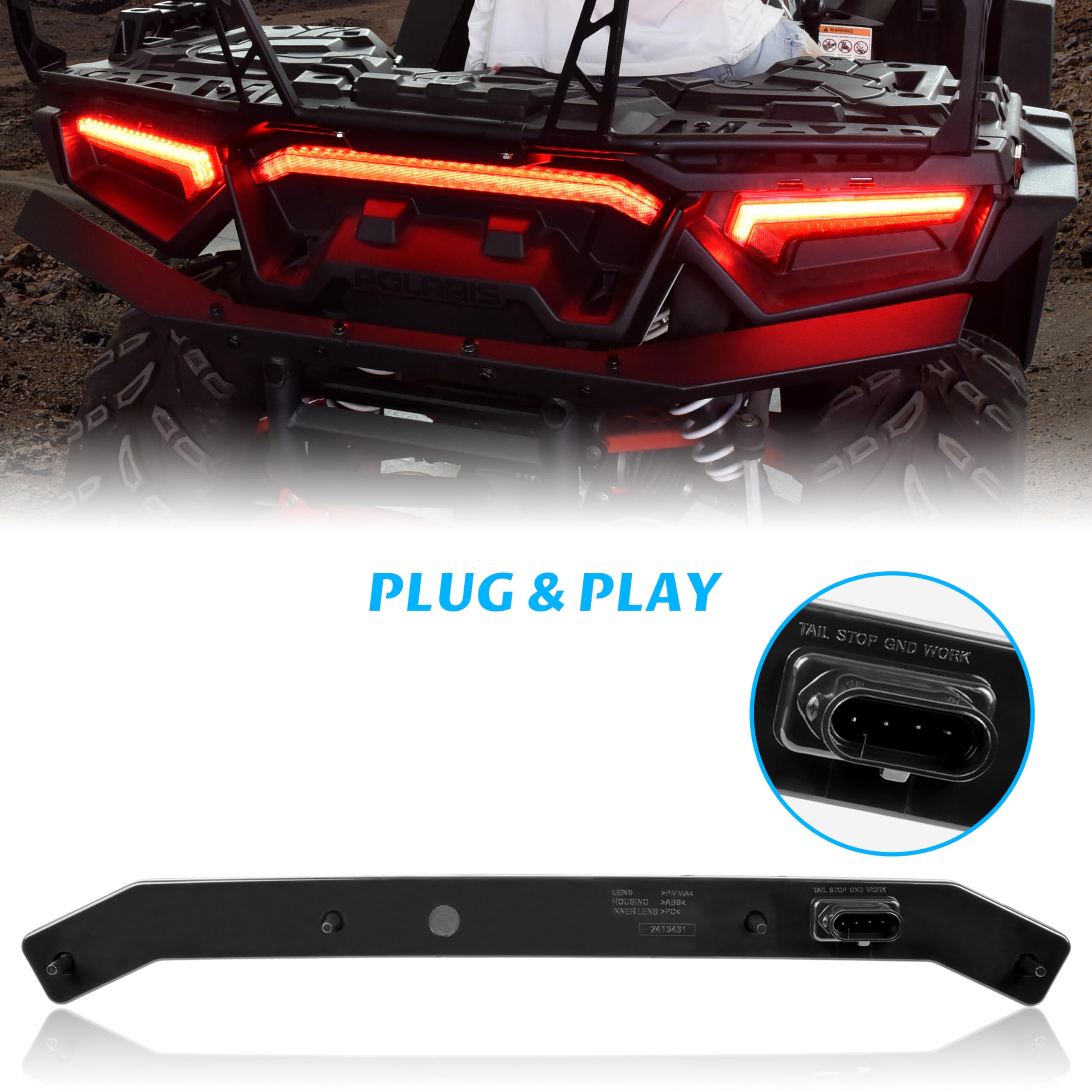 SAUTVS SAUTVS UTV Center Tail Light Replacement for Polaris RZR XP 1000 & Sportsman 1000 (2019-2023) - OEM Red Accent Lamp - View 5 of 8