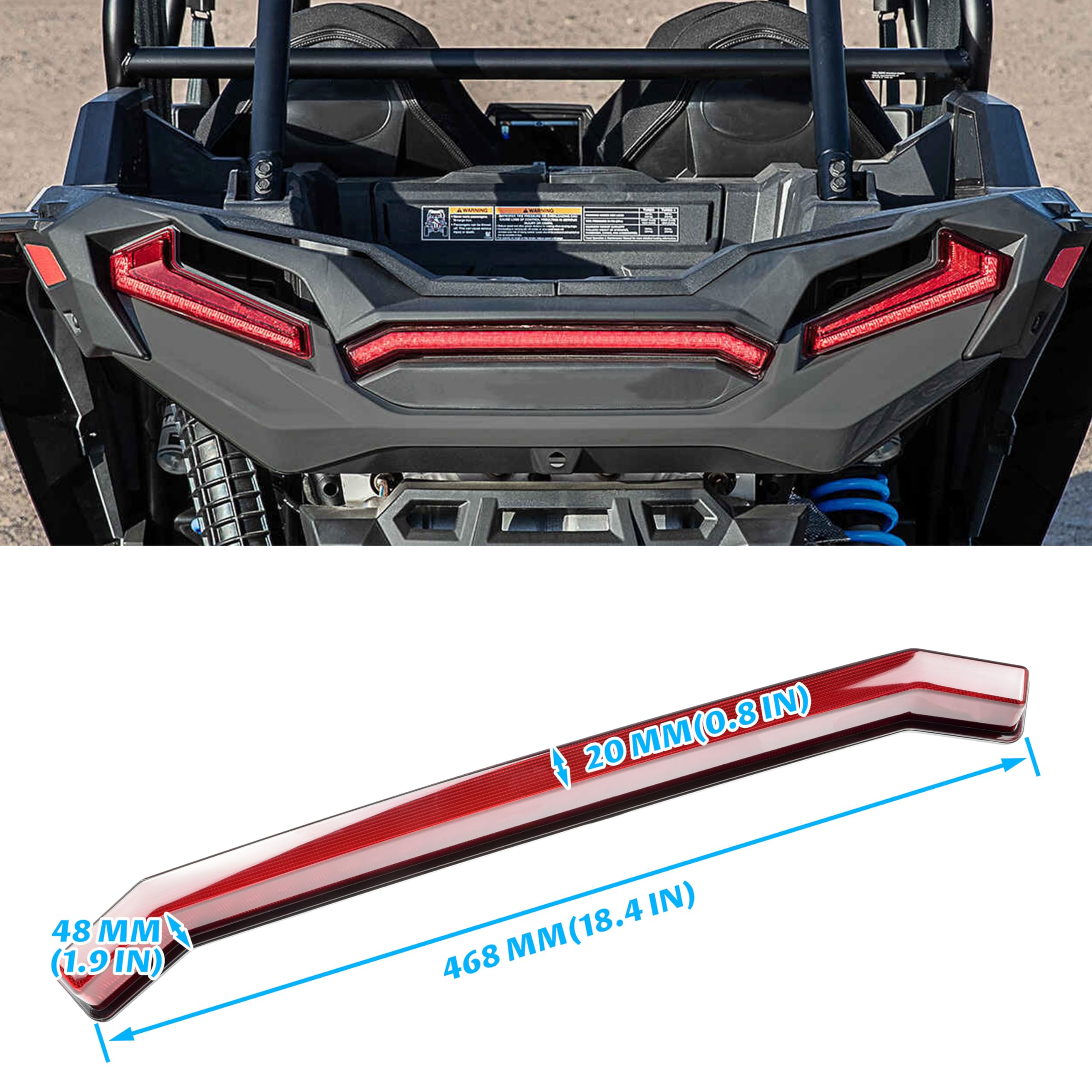 SAUTVS SAUTVS UTV Center Tail Light Replacement for Polaris RZR XP 1000 & Sportsman 1000 (2019-2023) - OEM Red Accent Lamp - View 7 of 8