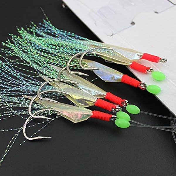 OriGlam OriGlam Luminous Fishing Rigs: Real Fish Skin Lures & High Carbon Hooks for Freshwater & Saltwater Fishing
