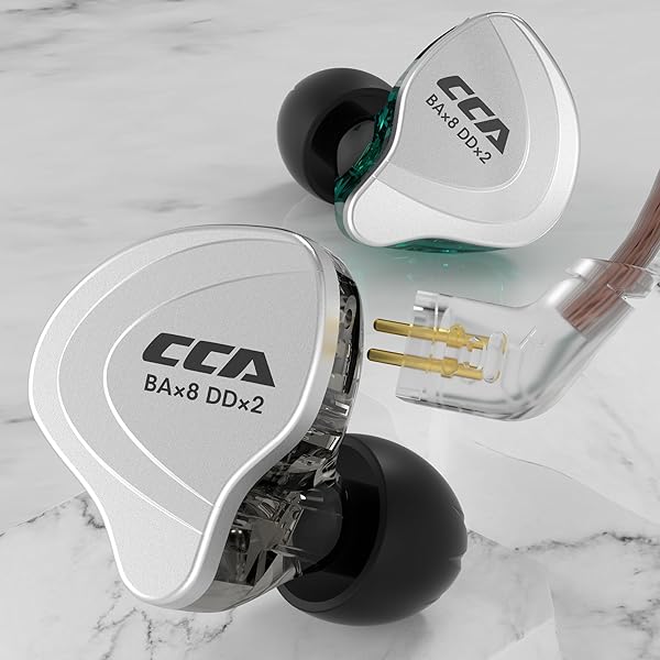 CCA CCA C10 in Ear Monitor Headphones 10 Hybrid Drivers Wired Earbud 4BA 1DD HiFi IEM Earphones Stereo Noise Isolating Earphone with Detachable Cable for Musicians Singers Studio Audiophiles Dj PC - View 5 of 10