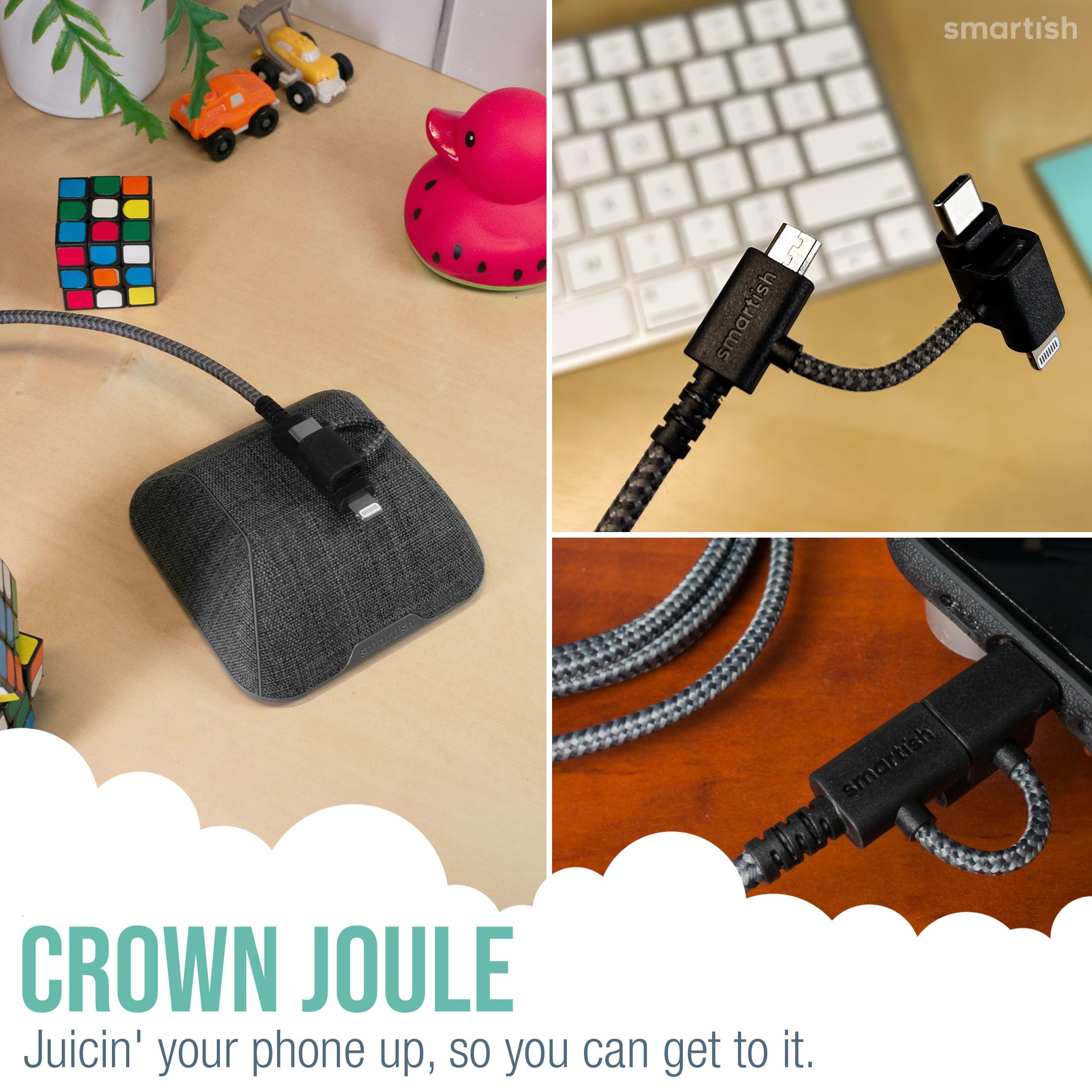 Smartish Smartish USB-C Lightning Cable 6 Foot Fast Charging for iPhone 16 15 14 MFi Certified Black Fabric Wrapped Universal Cable - View 6 of 9