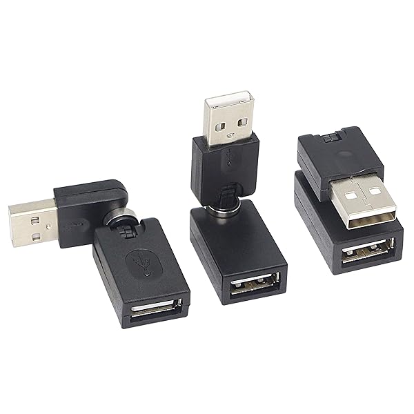 GELRHONR GELRHONR Swivel USB Adapter, Rotatable USB 2.0 Type A Male to Type A Female Extension Connector 360 Degree Rotation Adjustable Right Angle Extension Adapter Converter(Black- 2 Pack) - View 6 of 9