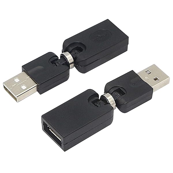 GELRHONR GELRHONR Swivel USB Adapter, Rotatable USB 2.0 Type A Male to Type A Female Extension Connector 360 Degree Rotation Adjustable Right Angle Extension Adapter Converter(Black- 2 Pack) - View 9 of 9