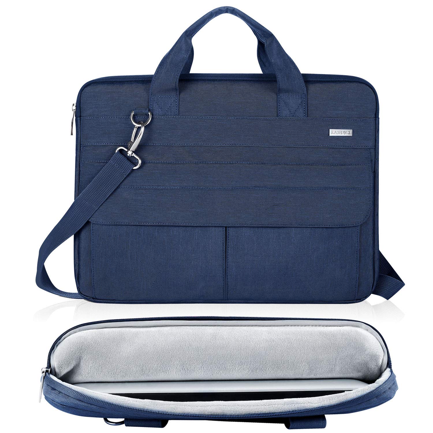LANDICI 17 17.3 Inch Laptop Bag Waterproof Sleeve for MacBook HP Acer Dell Lenovo ASUS Slim Briefcase with Shoulder Strap Blue - View 2 of 8