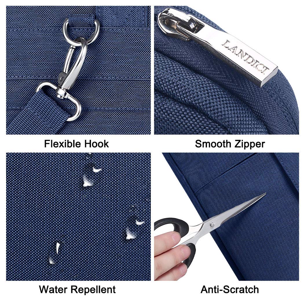 LANDICI 17 17.3 Inch Laptop Bag Waterproof Sleeve for MacBook HP Acer Dell Lenovo ASUS Slim Briefcase with Shoulder Strap Blue - View 4 of 8