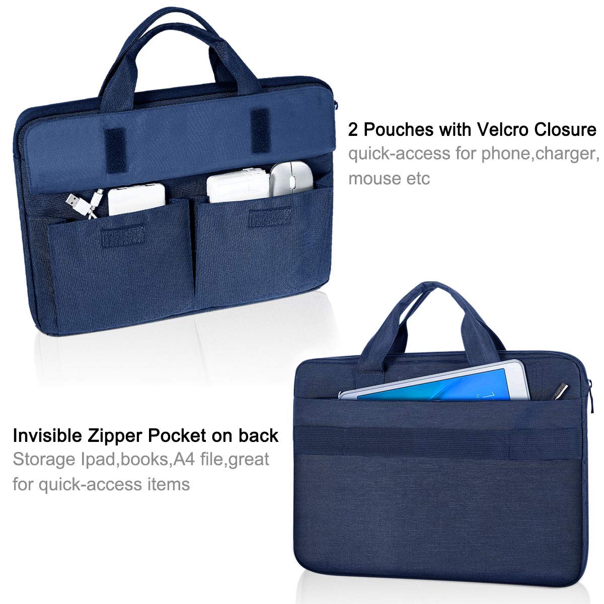 LANDICI 17 17.3 Inch Laptop Bag Waterproof Sleeve for MacBook HP Acer Dell Lenovo ASUS Slim Briefcase with Shoulder Strap Blue - View 5 of 8