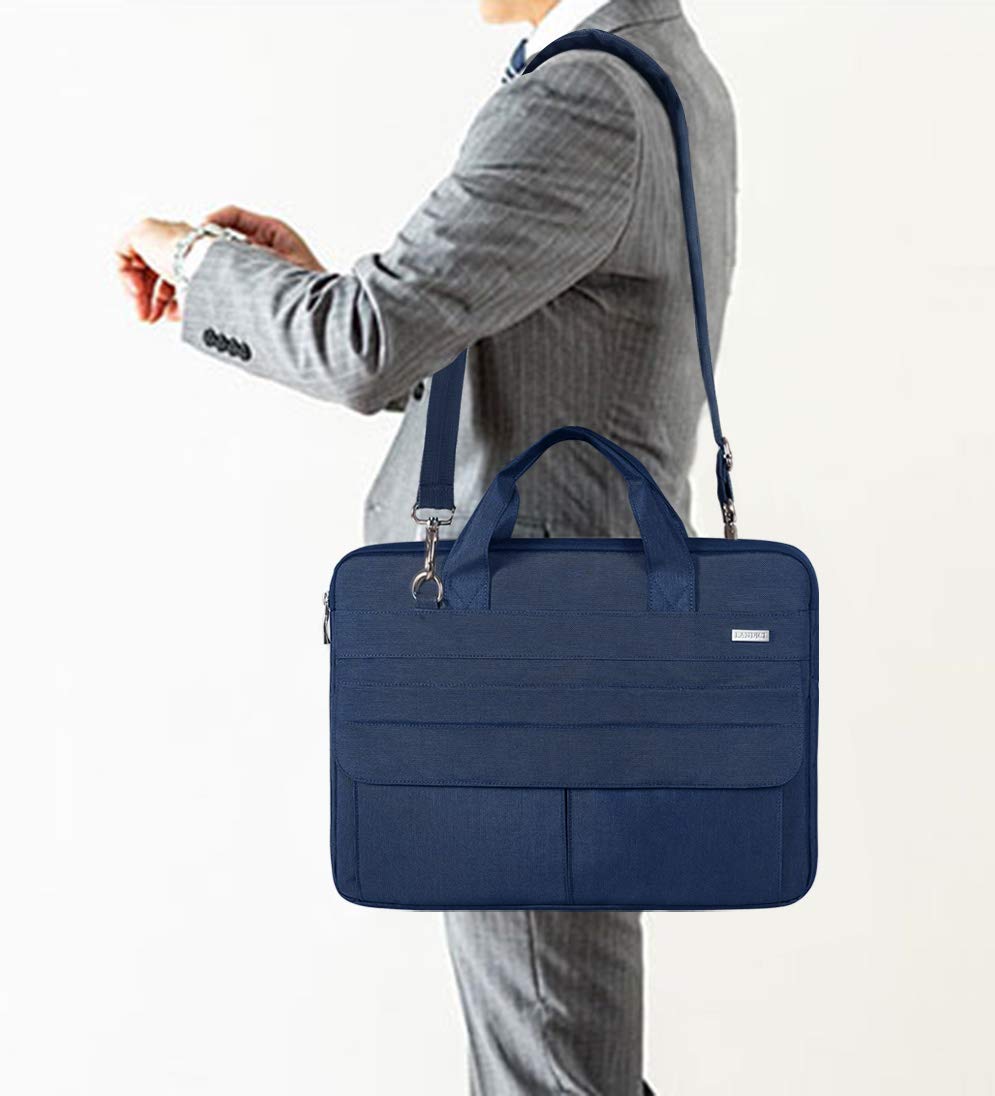 LANDICI 17 17.3 Inch Laptop Bag Waterproof Sleeve for MacBook HP Acer Dell Lenovo ASUS Slim Briefcase with Shoulder Strap Blue - View 7 of 8