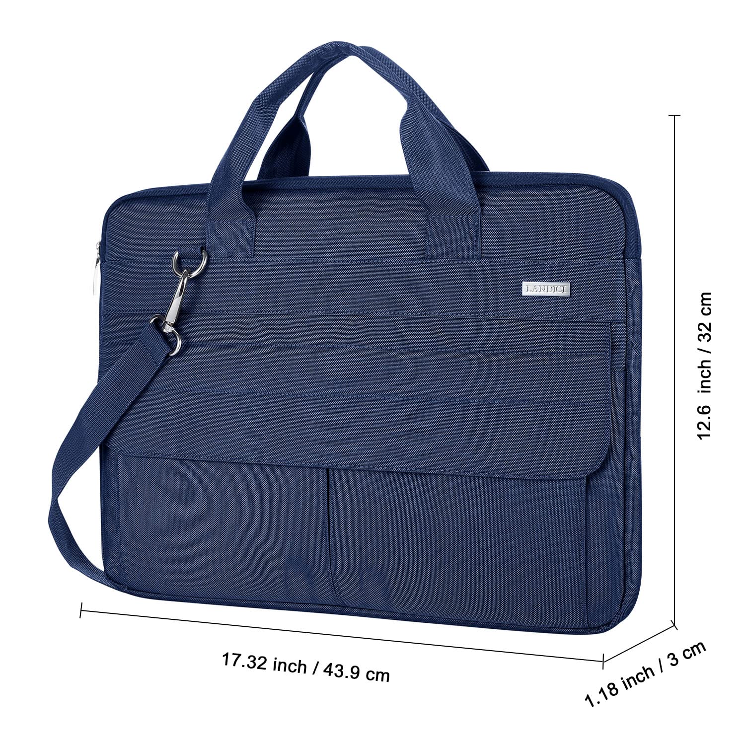 LANDICI 17 17.3 Inch Laptop Bag Waterproof Sleeve for MacBook HP Acer Dell Lenovo ASUS Slim Briefcase with Shoulder Strap Blue - View 8 of 8