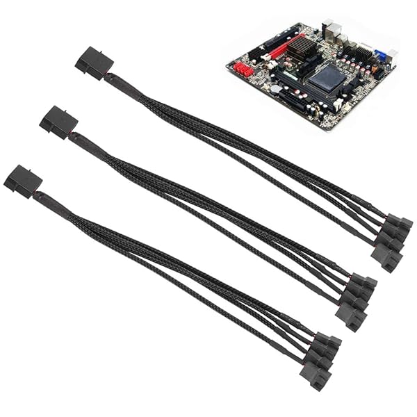 Sutinna 3Pcs PC Chassis Fan Splitter Extension Cable 1 to 4 CPU Fan Tinned Copper Compatible with 4 Pin PC Cooling Fans
