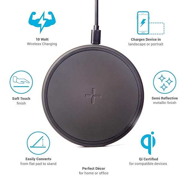 TYLT TYLT Crest Round Wireless Charger - Fast 10W QI Certified Pad for iPhones, Samsung & More | Universal Compatibility - View 6 of 9