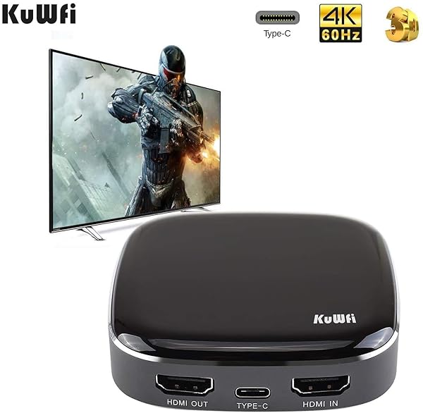 KuWFi KuWFi 4K Video Capture Card 1080P 60FPS HDMI to USB C for PS4 PC OBS Camera Streaming - View 5 of 9