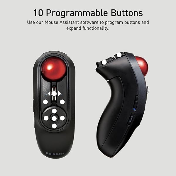 ELECOM ELECOM Handheld Bluetooth Trackball Mouse with 10 Buttons and Precision Optical Sensor for Left and Right Handed Users - View 10 of 10