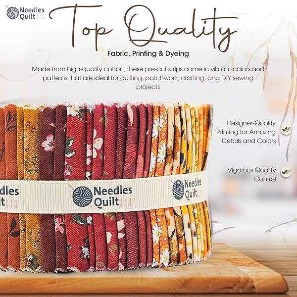 NEEDLES QUILT STUDIO Jelly Roll Fabrics for Quilting Clearance 40 Strip Cotton Bundles Perfect for Sewing Precut Quilt Projects and DIY Crafts Fall Flowers - View 6 of 7
