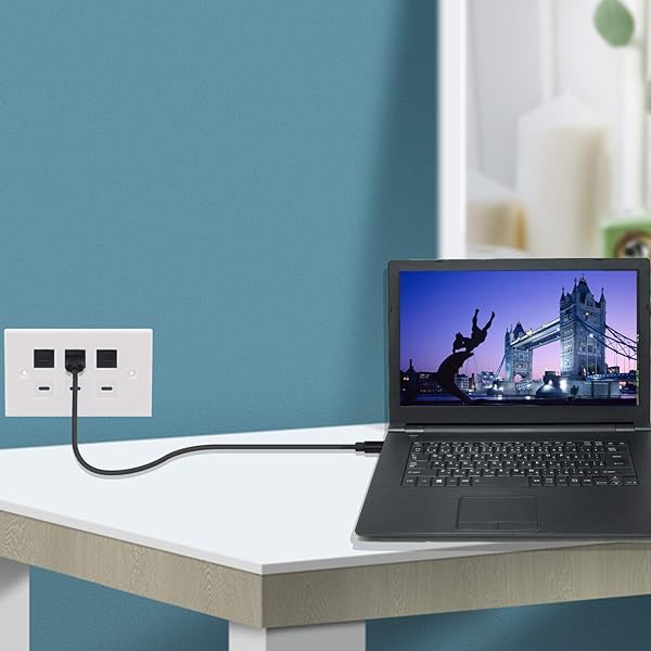 GELRHONR USB C Keystone Jack Cable,Type-c Male to Female Panel Mount Insert Adapter USB-C Pigtail Extention Keystone-to-Cable Convertor USB 3.1 Type C Extension Cable for Wall Socket Face Plate (Black) - View 9 of 9