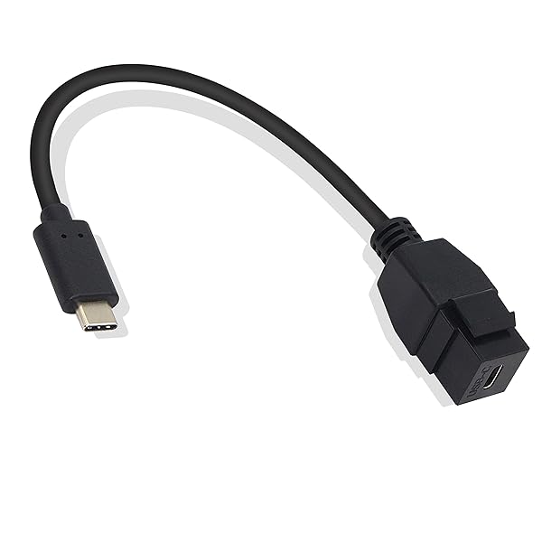GELRHONR USB C Keystone Jack Cable,Type-c Male to Female Panel Mount Insert Adapter USB-C Pigtail Extention Keystone-to-Cable Convertor USB 3.1 Type C Extension Cable for Wall Socket Face Plate (Black) - View 3 of 9