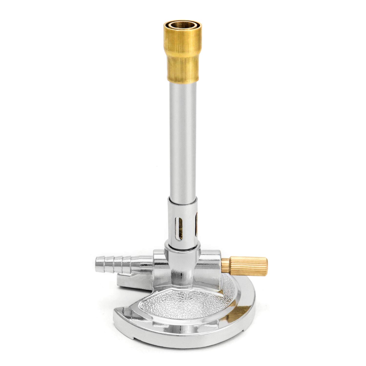 QWORK Lab Bunsen Burner with Flame Stabilizer and Gas Regulator, Threaded Needle Valve, for Lab Heating and Propane and Natural Gas, Heating Tool