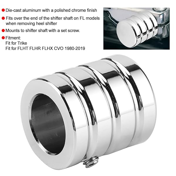 Qiilu Qiilu Motorcycle Heel Shift Eliminator Aluminum Cover for FLHT FLHR FLHX CVO 1980-2019 Silver Heel Toe Shifter End - View 3 of 9